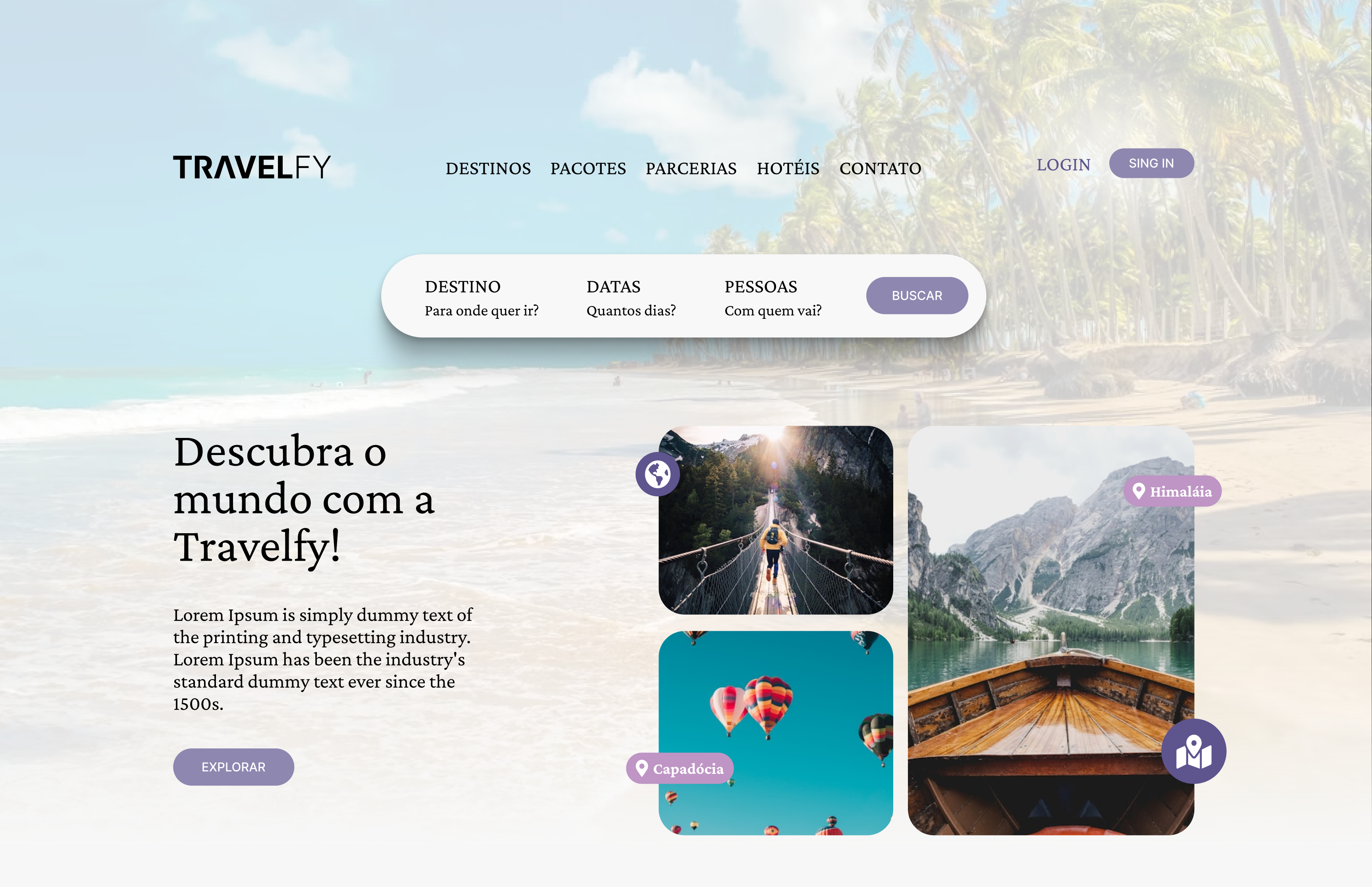 Preview do UX/UI Travelfy